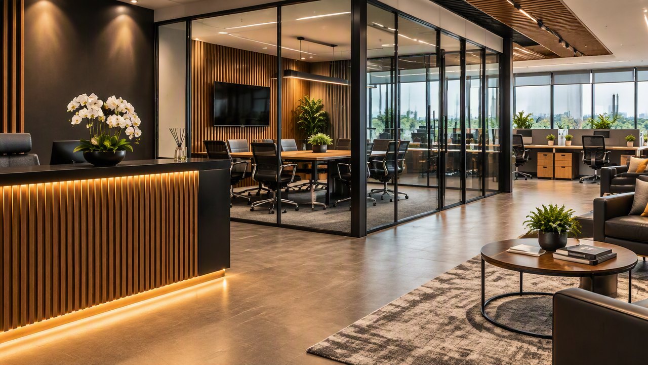Completed modern office workspace